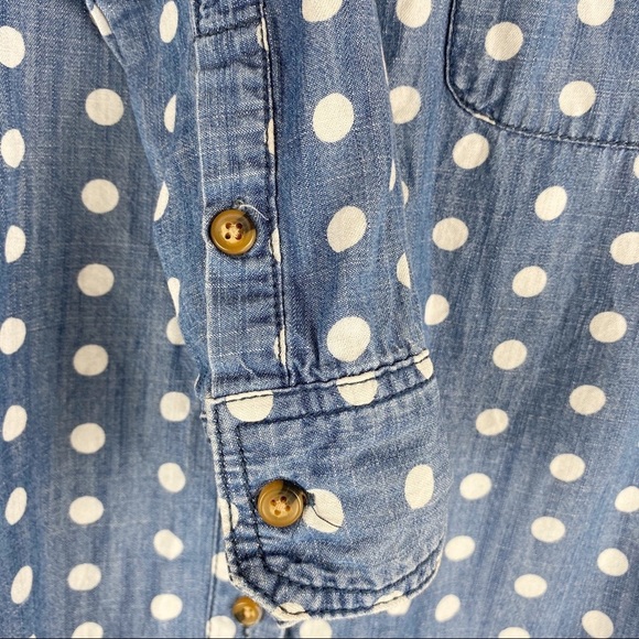 BDG URBAN OUTFITTERS Long-Sleeve Chambray Polka Dot Button-Down Shirt Small - Picture 5 of 9